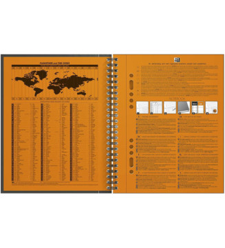Cahier NOTEBOOK spirale A5+160 p perforées 80g 5x5 Couverture Rigide Gris