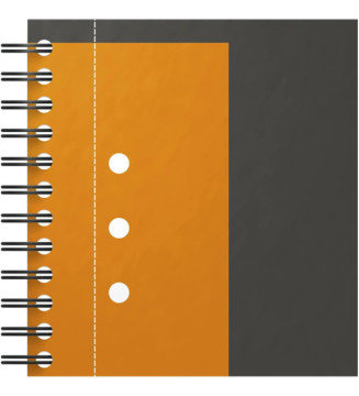 Cahier NOTEBOOK spirale A5+160 p perforées 80g 5x5 Couverture Rigide Gris