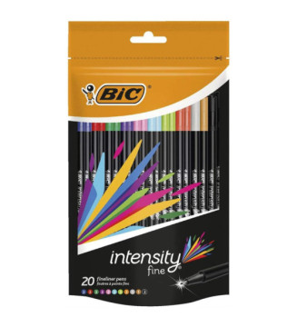 Pochette 20 Stylo Feutre Fineliner Intensity Pointe Baguée métal Fine 0,4mm Assortis