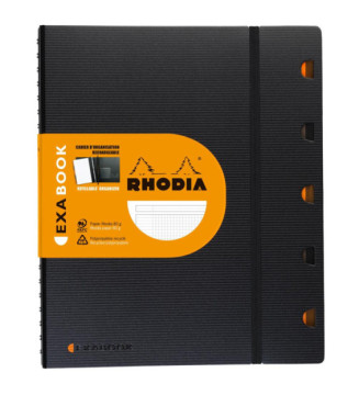 Cahier à spirales EXABOOK polyfoam noir A4 160 pages quadrillés
