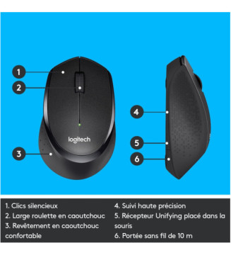 M330 Souris sans Fil Silencieuse USB 1000dpi