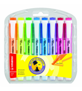 Etui de 8 Surligneurs de poche SWING COOL Pointe Biseautée 1 - 4 mm