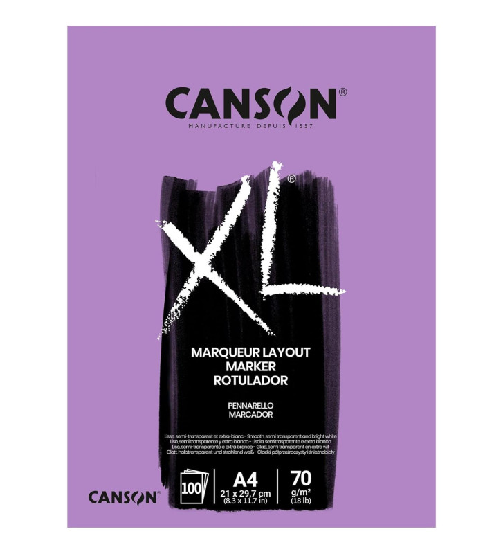 Bloc 100 Feuilles Croquis XL MARKER A3 70g Blanc