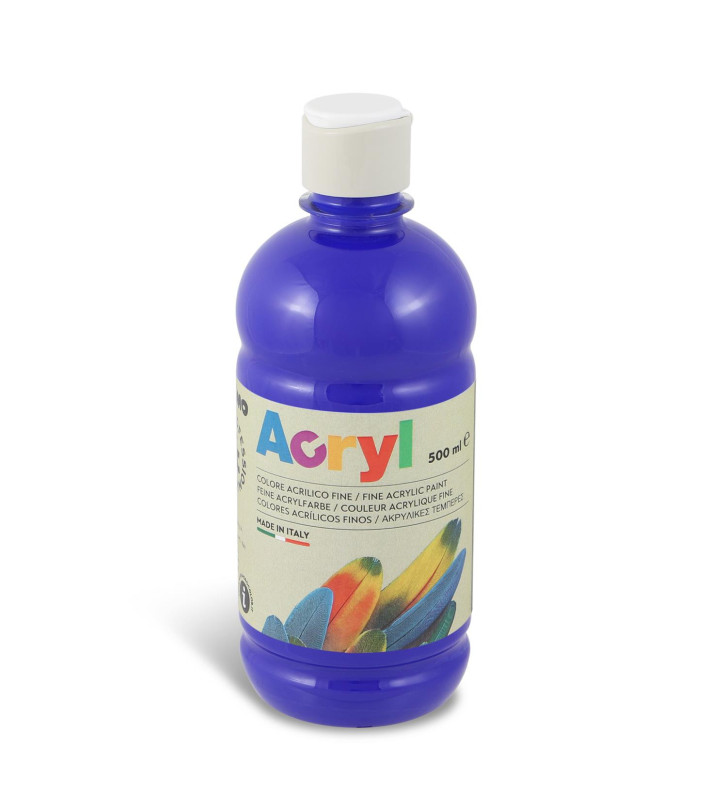 Tube Soft Plastique Peinture Acrylique Fine FLUO 500 ml Bleu Outremer 500
