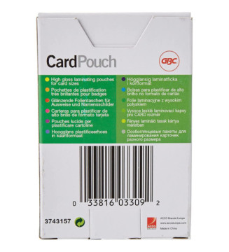 Lot 100 Pochettes plastification 60x90mm carte de visite brillant 2x125 microns