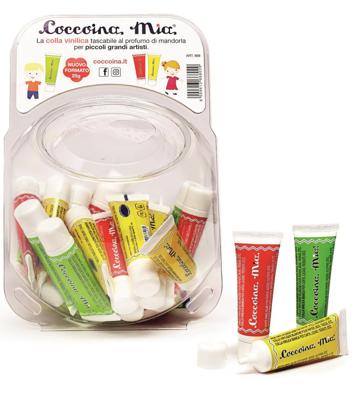 Bonbonnière de 30 tubes de colle vinylique blanche Mia 25 g coloris assortis