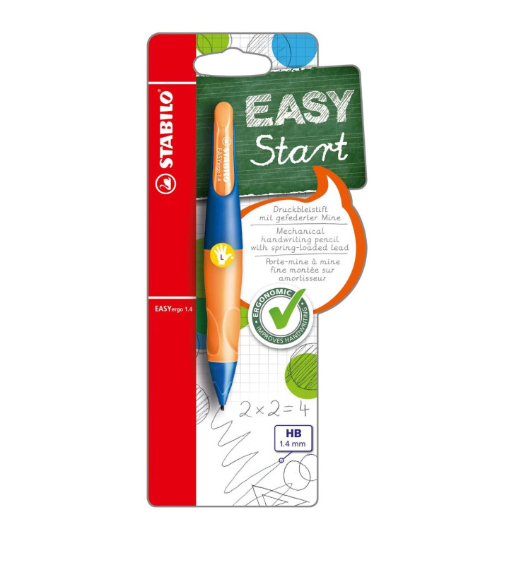 Porte-mines Ergonomique EASYergo 1,4 mm 1.4 Gaucher bleu / orange+3 mines HB
