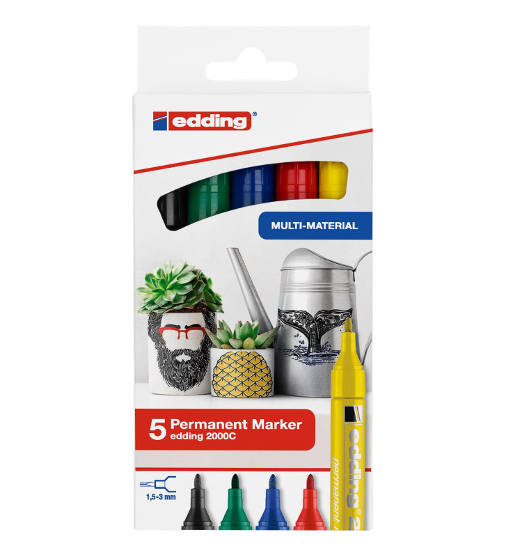 Marqueur Permanent 2000 c Etui de 5 Assorti 1,5-3 mm