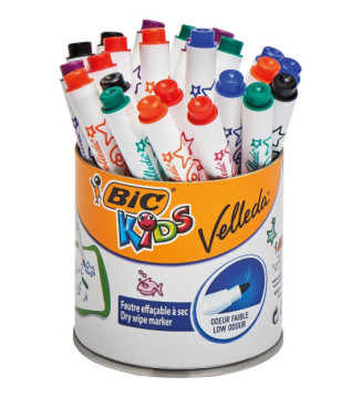 Pot de 24 Feutres effaçables A SEC Kids MINI pointe ogive moyenne couleurs assorties