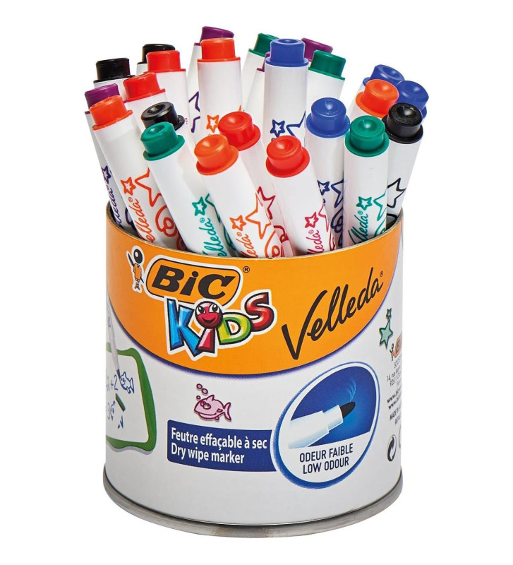 Pot de 24 Feutres effaçables A SEC Kids MINI pointe ogive moyenne couleurs assorties