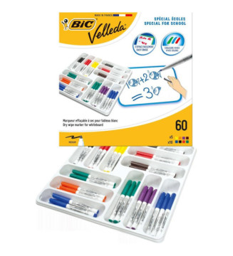 Class pack 60 Feutres tableau blanc effaçable 1741 Pointe Medium Couleurs Assorties