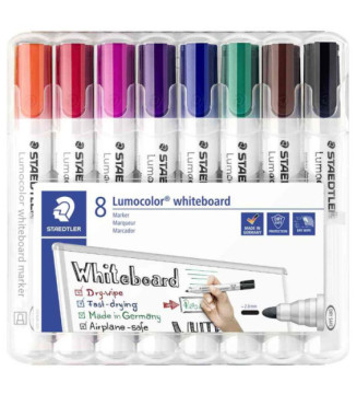 Etui de 8 Marqueur Lumocolor 351 Tableau Blanc Pte Ogive 2 mm Assortis