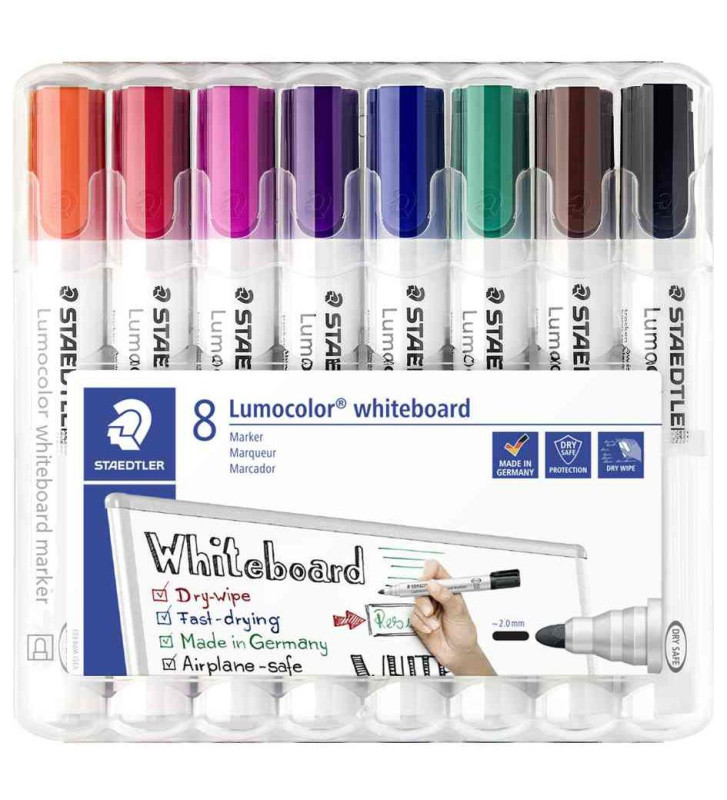 Etui de 8 Marqueur Lumocolor 351 Tableau Blanc Pte Ogive 2 mm Assortis