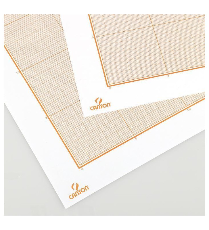 Pack 50 Feuilles Papier Dessin Millimétré 650 x 500 mm 90g Bistre