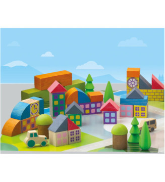 Minivillage de 40 pièces en hêtre Massif