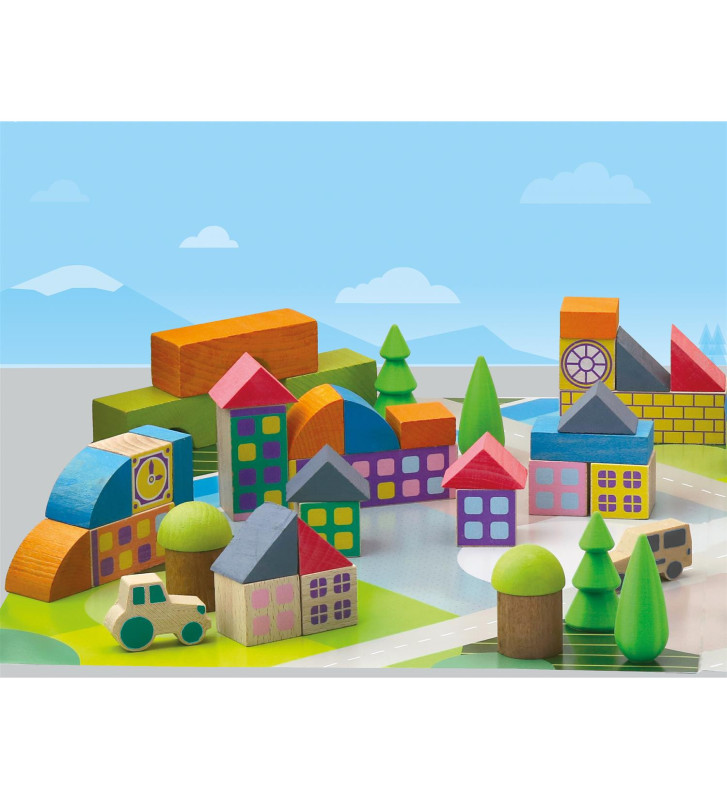 Minivillage de 40 pièces en hêtre Massif