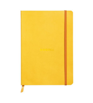 RHODIARAMA carnet souple JONQUILLE A5 ligné 160p papier 90g fermeture élastique