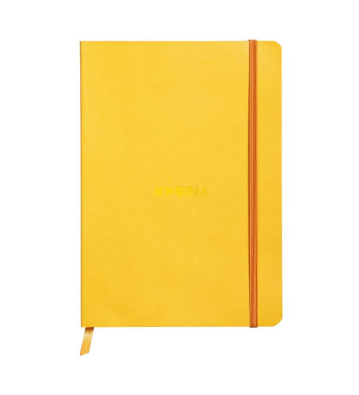 RHODIARAMA carnet souple JONQUILLE A5 ligné 160p papier 90g fermeture élastique