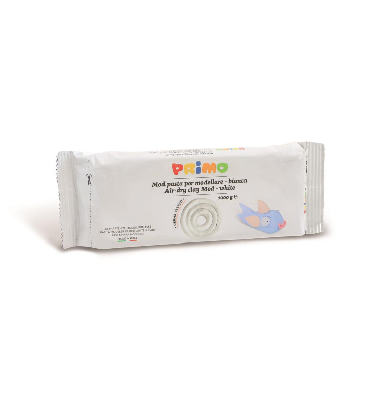 Bâtonnet 1kg de pâte à modeler blanche. Prête à l’emploi. Sèche à l’air libre