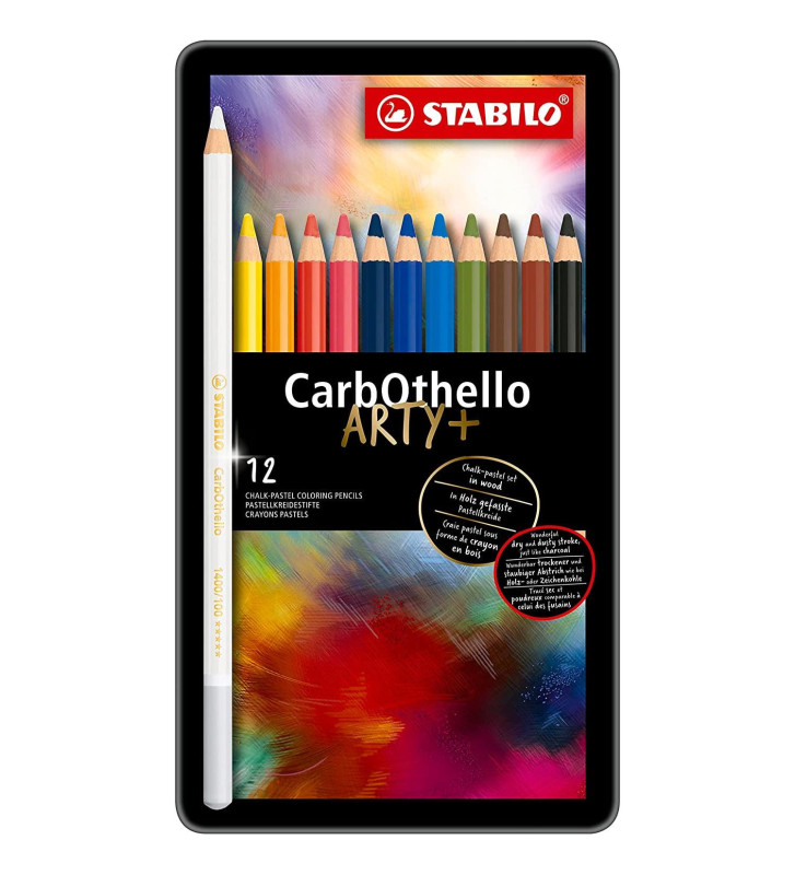 Boîte métal de 12 Crayon de couleur Fusain Pastel CarbOthello Arty+