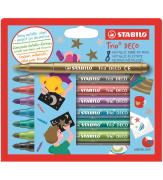 Etui de 8 feutres de coloriage pointe large Trio DECO métallisé
