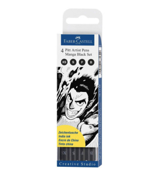Etui de 4 Feutres Encre de Chine PITT artist pen MANGA Noir
