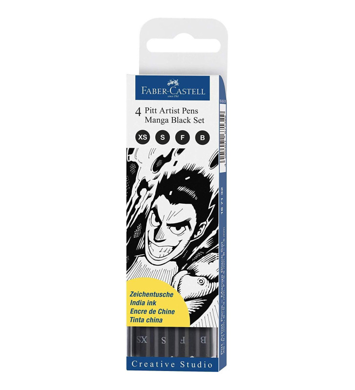 Etui de 4 Feutres Encre de Chine PITT artist pen MANGA Noir