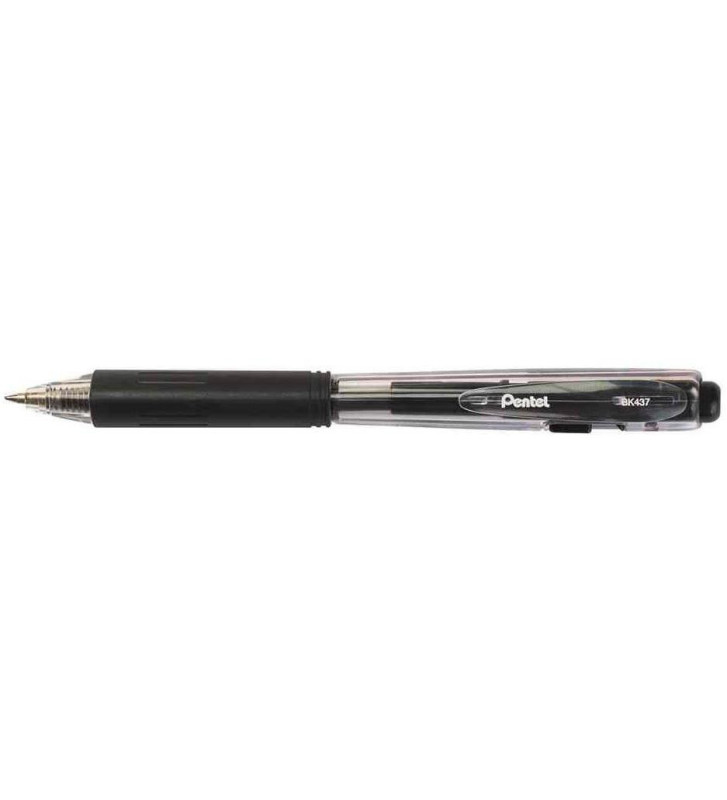 Stylo à bille rétractable Easy-Push BK437 Pointe Fine Noir