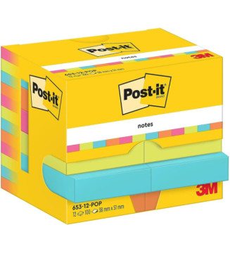 Pack de 12 Bloc-note Adhésif 38 x 51 mm Poptimistic