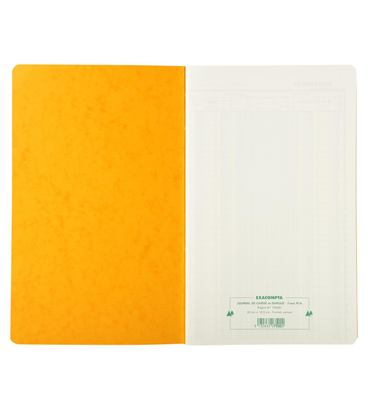 Piqûre 32x19,5cm Journal de caisse ou banque 5 débits - 5 crédits 31 lignes 80 pages - Couleurs...