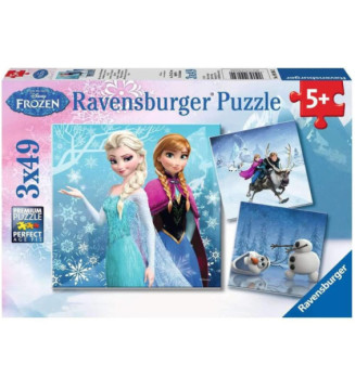 Boite de 3 Puzzles Aventure dans le monde de la neige 3 x 49 pièces