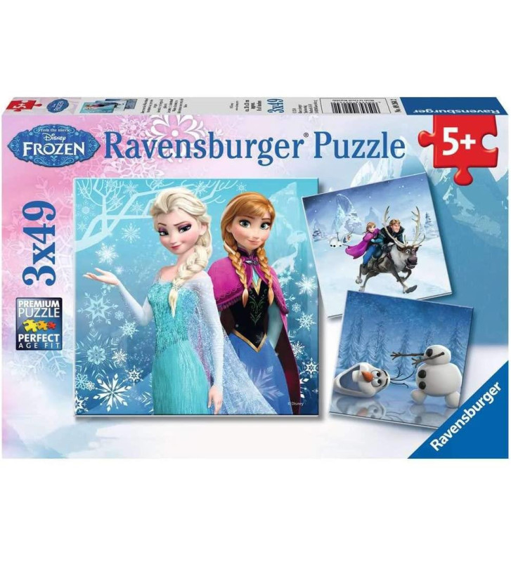 Boite de 3 Puzzles Aventure dans le monde de la neige 3 x 49 pièces
