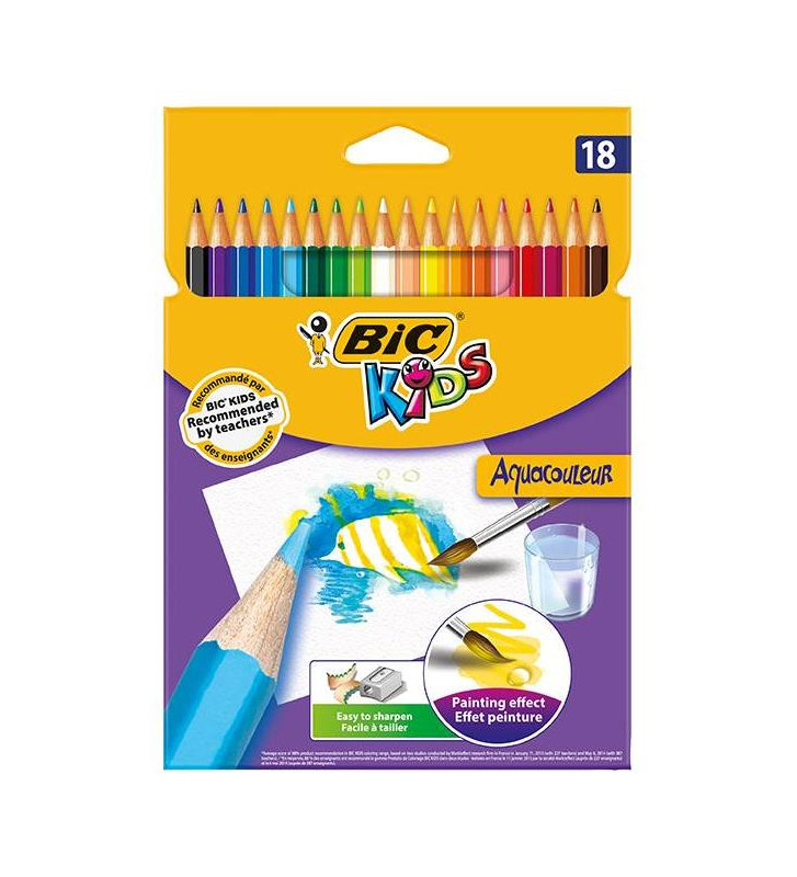 Etui de 18 crayons de couleur KIDS AQUACOULEUR 18 Couleurs