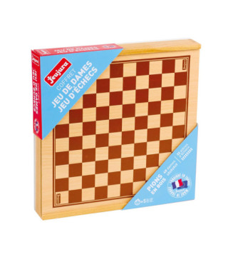 Jeux de dames et d'echecs - coffret en bois