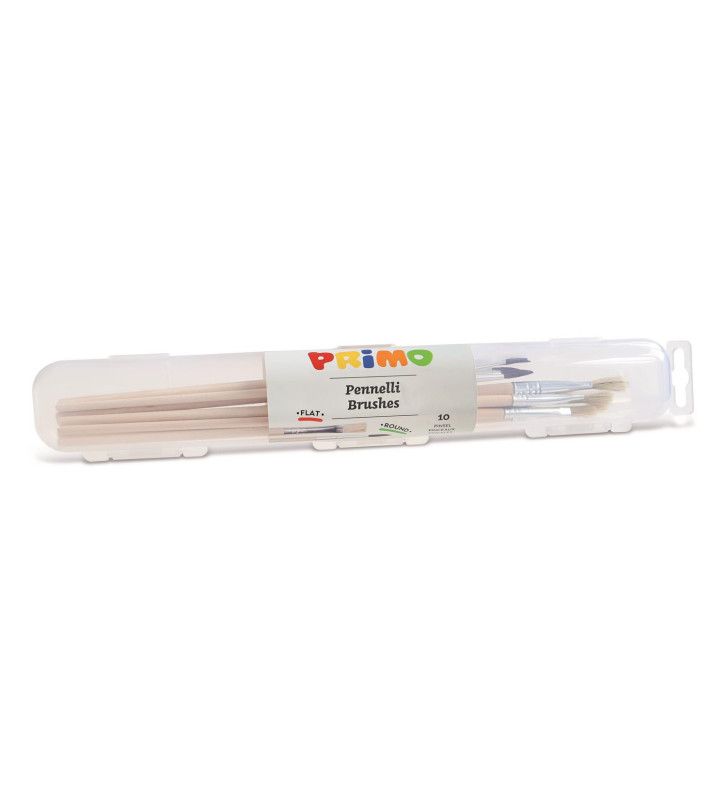 Kit de 5 pinceaux pointe ronde en poil de poney et 5 pinceaux pointe plate Soie