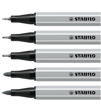 Etui 10 Feutres Calligraphie Pointe Assorties 0.2  0.4  0.7  1 mm et brush - noir, gris