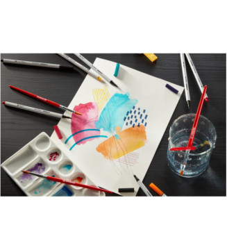 Etui 10 Feutres Calligraphie Pointe Assorties 0.2  0.4  0.7  1 mm et brush - noir, gris