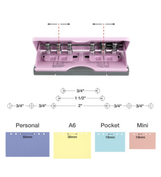 Perforateur multi-trous pour agenda, rose