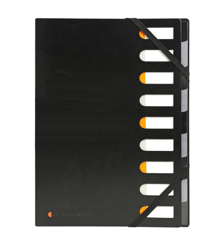 Trieur rigide HARMONIKA Exactive dos extensible 9 compartiments - Noir