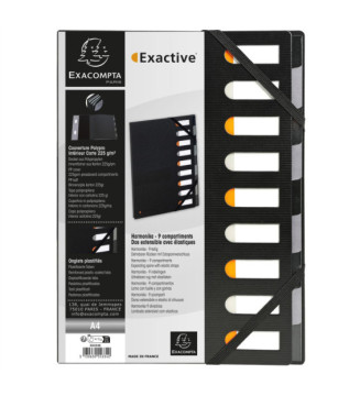 Trieur rigide HARMONIKA Exactive dos extensible 9 compartiments - Noir