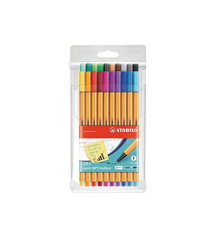 Pochette de 20 Stylo-Feutre POINT 88  Pointe Fine 0,4 mm
