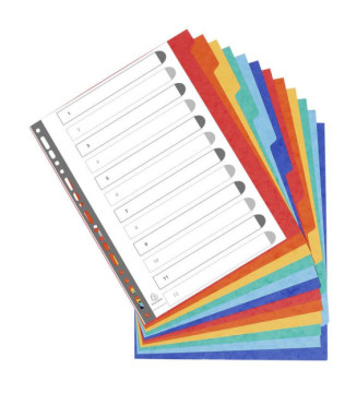 Intercalaires carte lustrée 400g 12 positions - A4 maxi Couleurs assorties