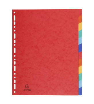 Intercalaires carte lustrée 400g 12 positions - A4 maxi Couleurs assorties