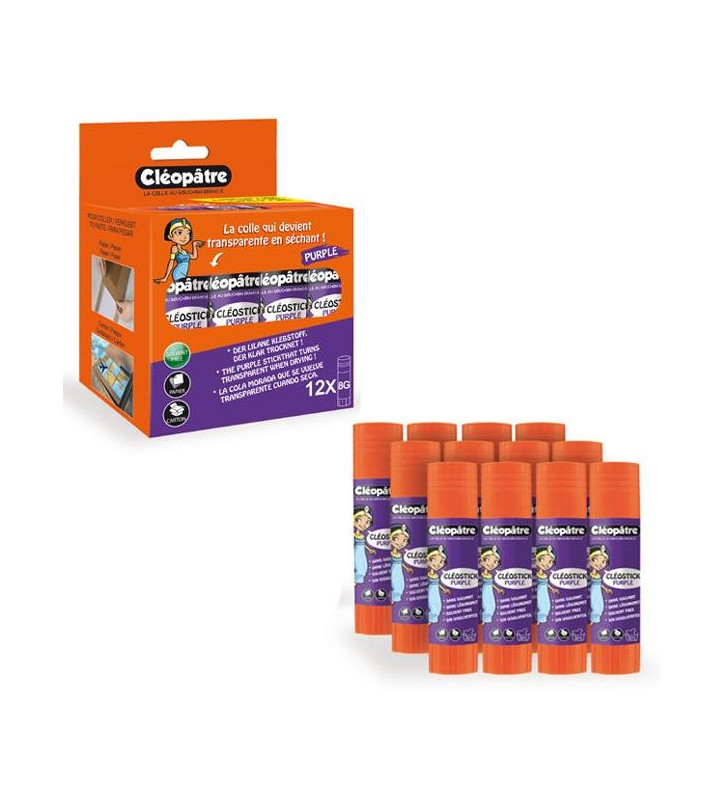 Boîte de 12 batons de colle 8g Cléostick Purple