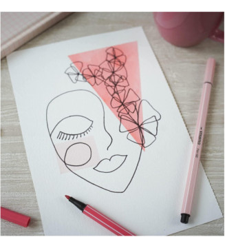 Stylo feutre Pen 68 Pointe Moyenne 1mm Rose poudré Blush