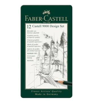 Etui de 12 Crayons CASTELL 9000 Design Dureté Assorties