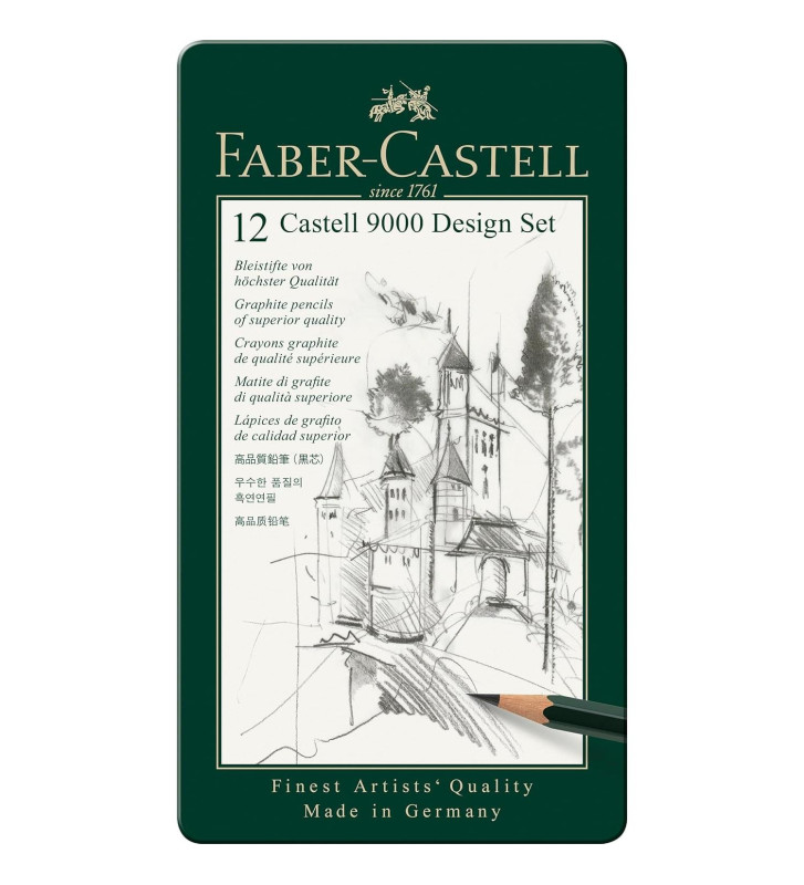 Etui de 12 Crayons CASTELL 9000 Design Dureté Assorties