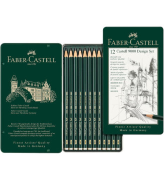 Etui de 12 Crayons CASTELL 9000 Design Dureté Assorties