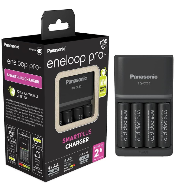 Chargeur Smart Plus pour 4 piles AA/AAA+4 piles AA rechargeable inclus