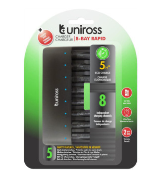 Chargeur RAPIDE pour 1 à 8 Piles Ni-MH 1.2V AA AAA